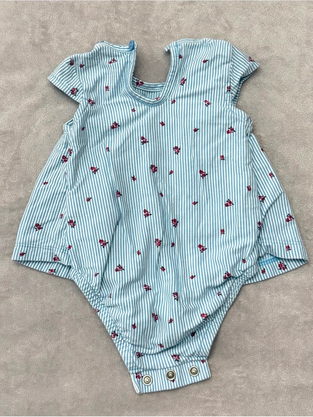 Carters Baby Girls Floral Striped Romper Blue White Red Size 3 Months